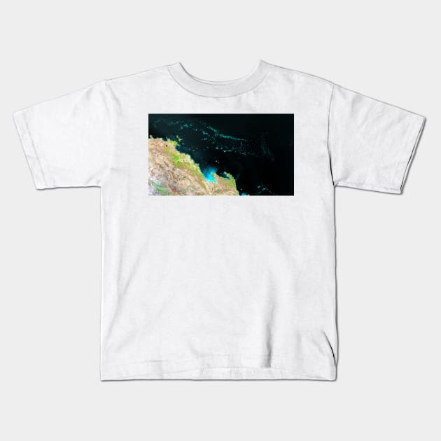 Great Barrier Reef Australia Satellite Photograph Kids T-Shirt by pdpress